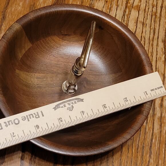 Vintage J B Deere Cedarcraft Walnut And Brass Serving Bown Nuts Catch All - Picture 2 of 7